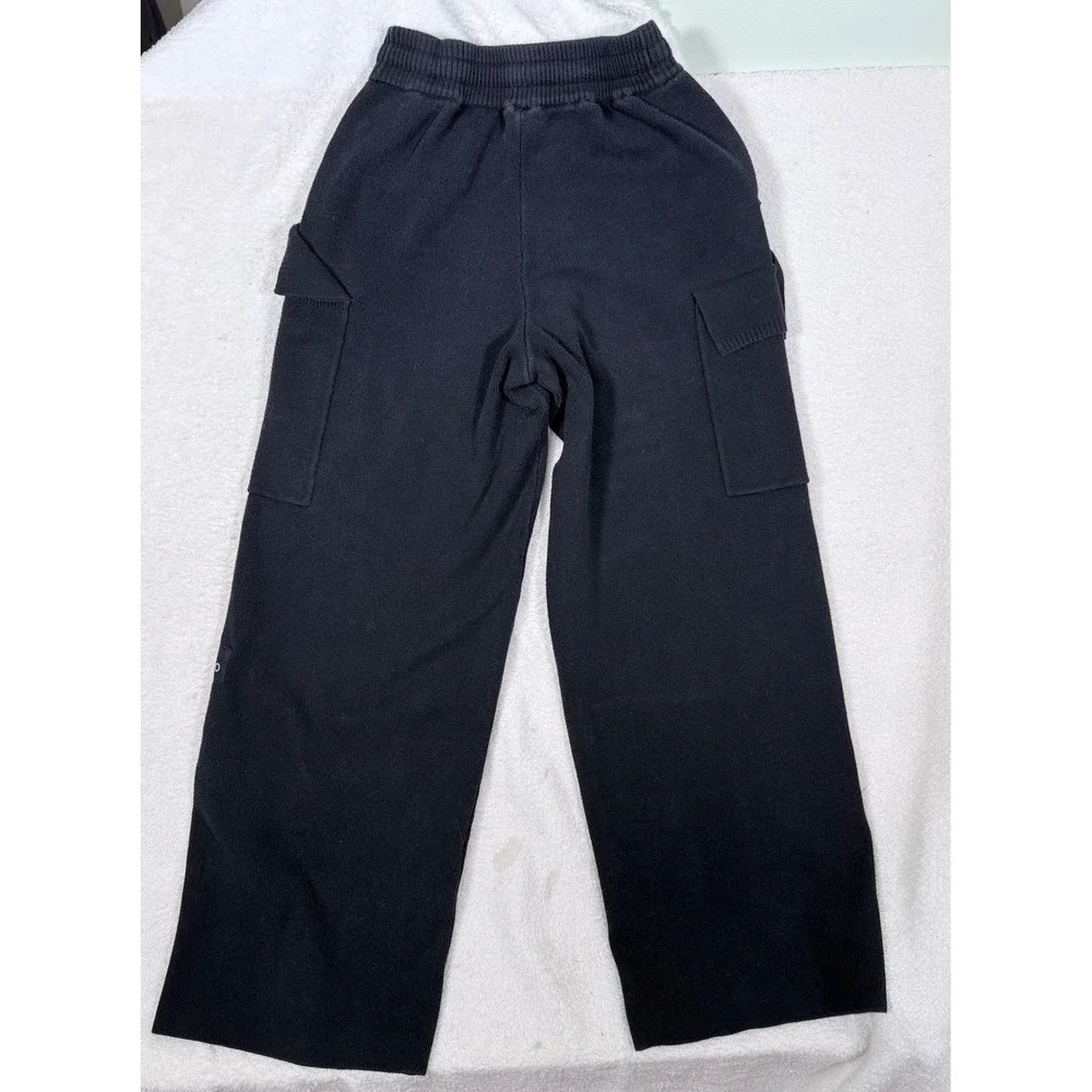 ALO Yoga Cargo Utility Pants XS Black High Waist Soft Washed Pocket Drawstring